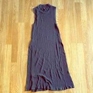 Grey side slit high neck tunic